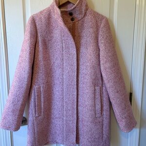J. Crew Factory Pink Herringbone City Coat